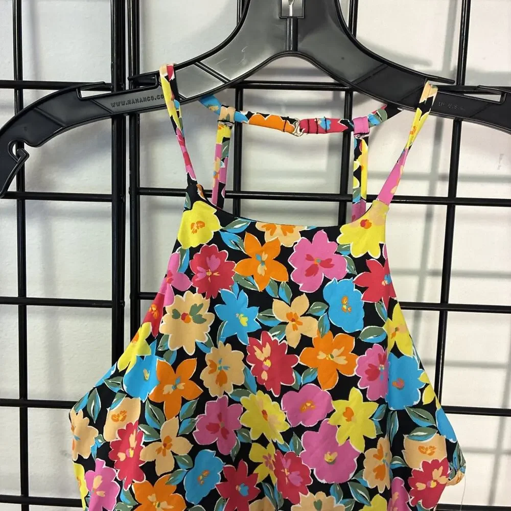 MSRP $68 Anne Cole Women's Standard High Neck Tankini Top Multicolor Floral Med
